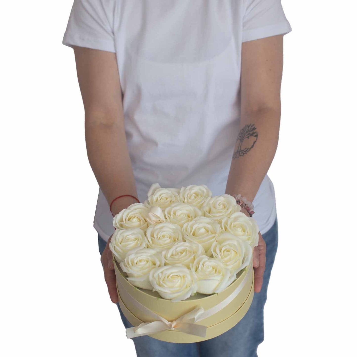 Caja de Regalo - Flor de Jabón 9 Rosas Crema - cuadrado