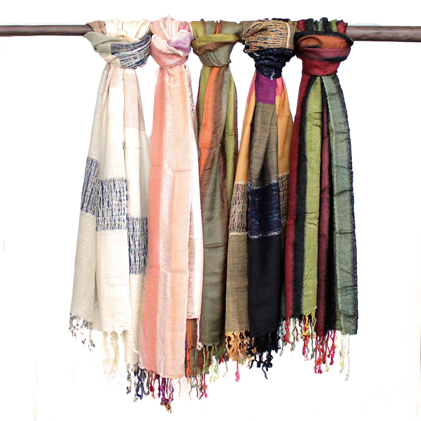 Bufandas bohemias indias grandes - 75x180cm - Verdes al azar