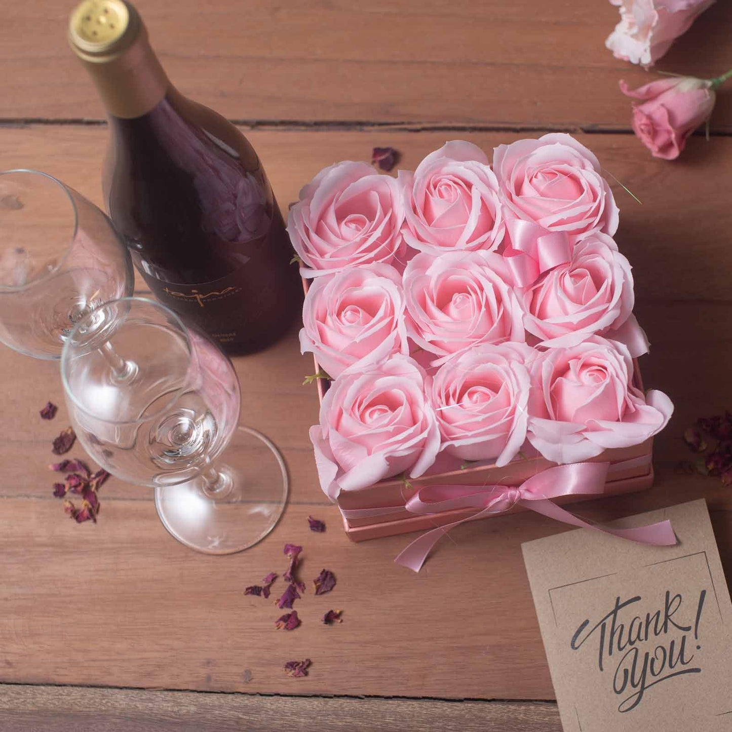 Caja de Regalo - Flor de Jabón  14 Rosas Rosas - ronda