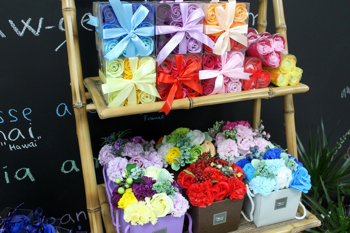 Set de 9 flores de Jabón - rosas melocotón